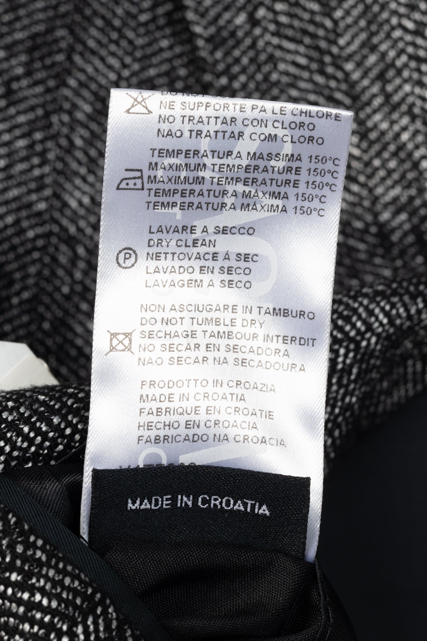 Versace Collection White & Black Herringbone Tweed Blazer