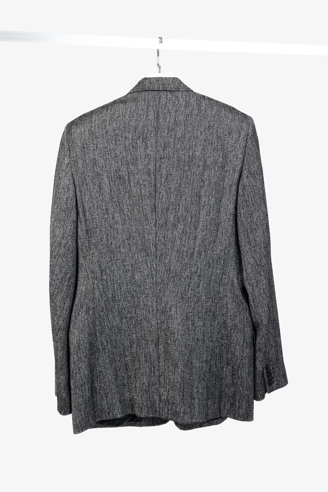 Versace Collection White & Black Herringbone Tweed Blazer