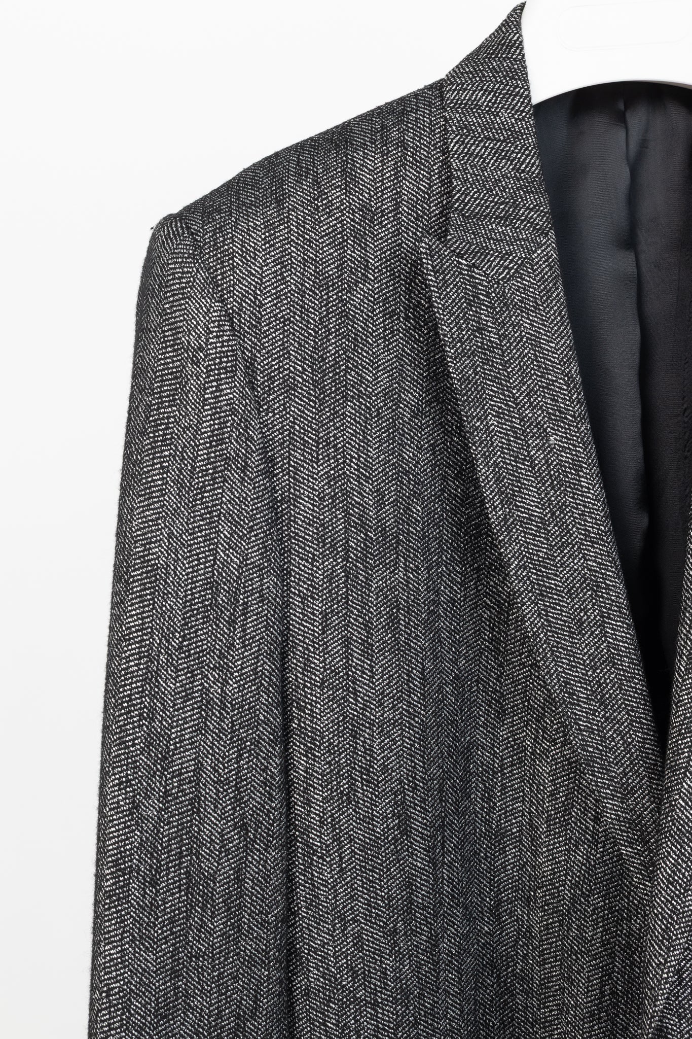 Versace Collection White & Black Herringbone Tweed Blazer