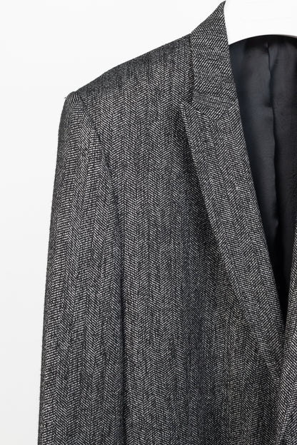 Versace Collection White & Black Herringbone Tweed Blazer