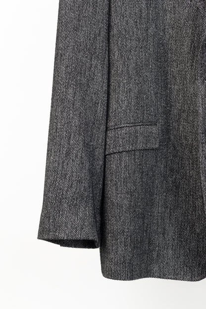 Versace Collection White & Black Herringbone Tweed Blazer