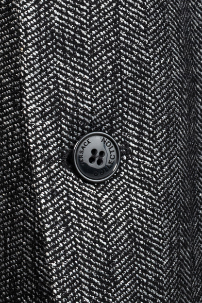 Versace Collection White & Black Herringbone Tweed Blazer