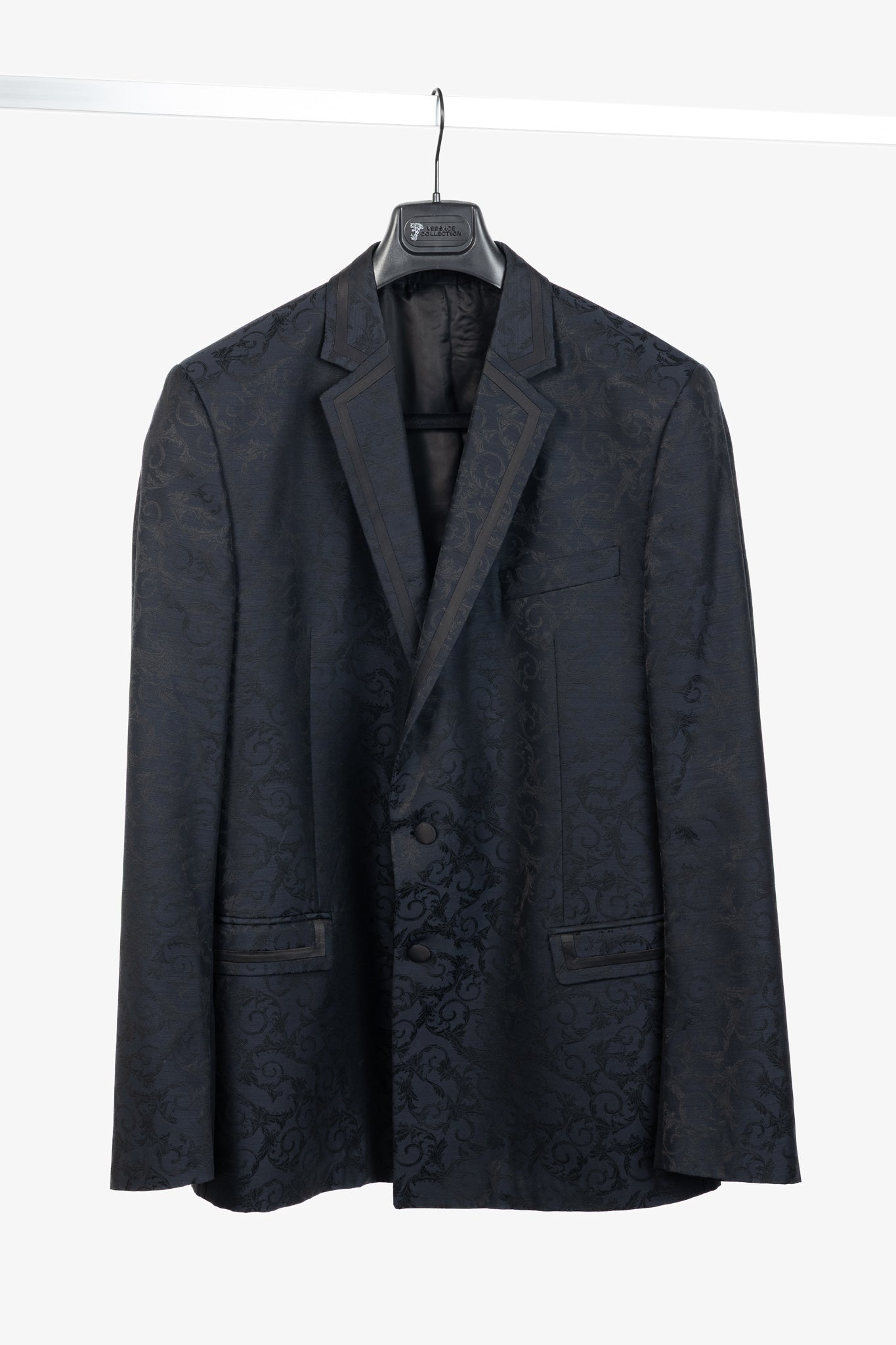 Versace Collection Navy Baroque Jacquard Wool Blazer