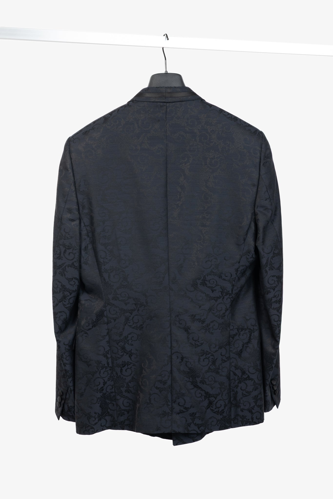 Versace Collection Navy Baroque Jacquard Wool Blazer