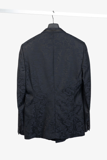Versace Collection Navy Baroque Jacquard Wool Blazer