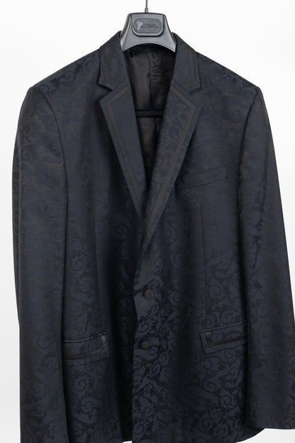 Versace Collection Navy Baroque Jacquard Wool Blazer