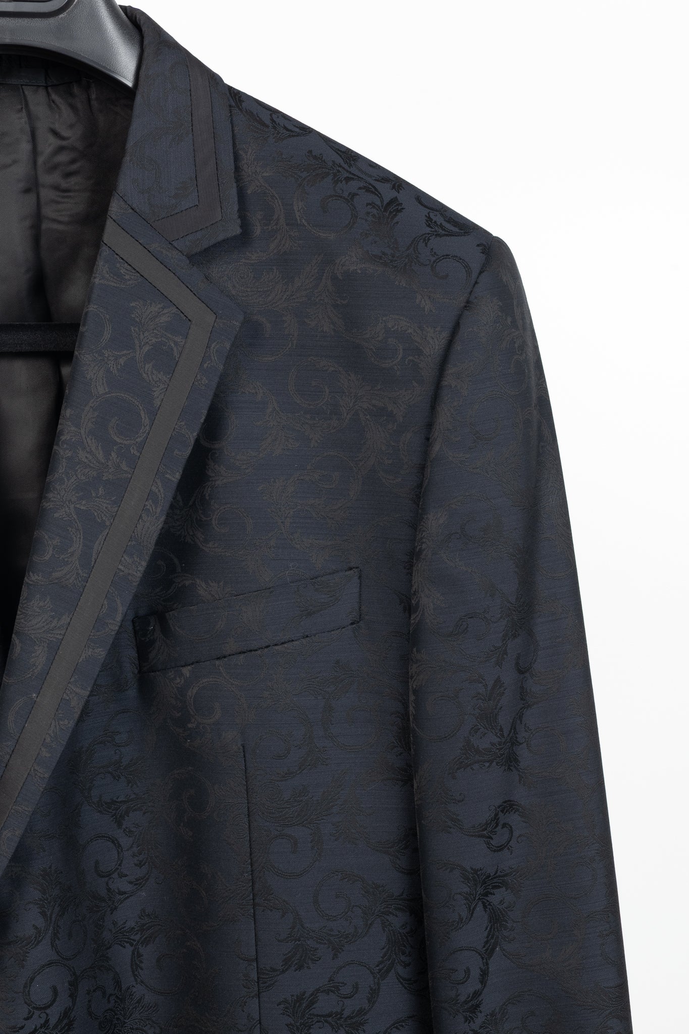 Versace Collection Navy Baroque Jacquard Wool Blazer