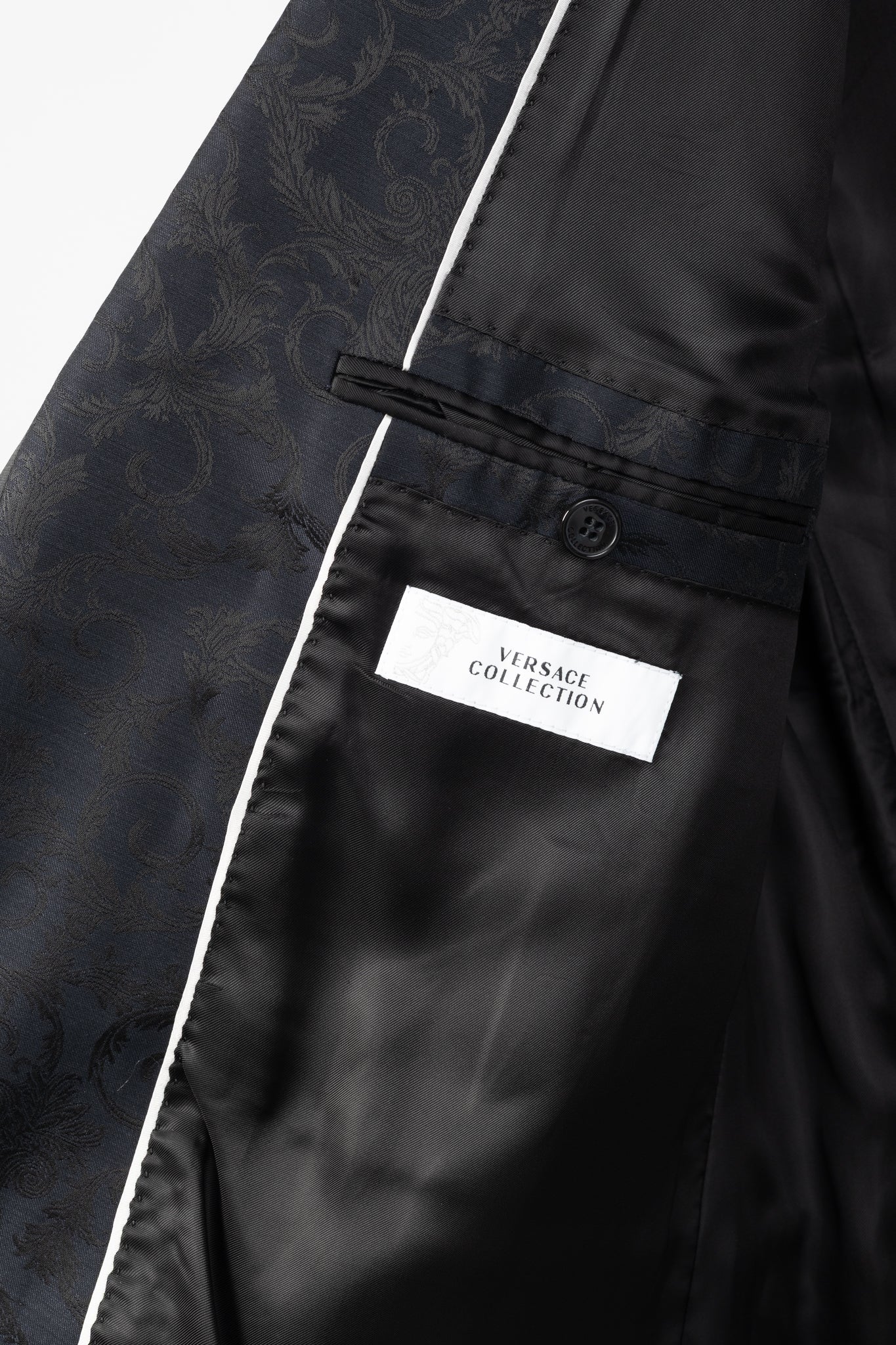 Versace Collection Navy Baroque Jacquard Wool Blazer
