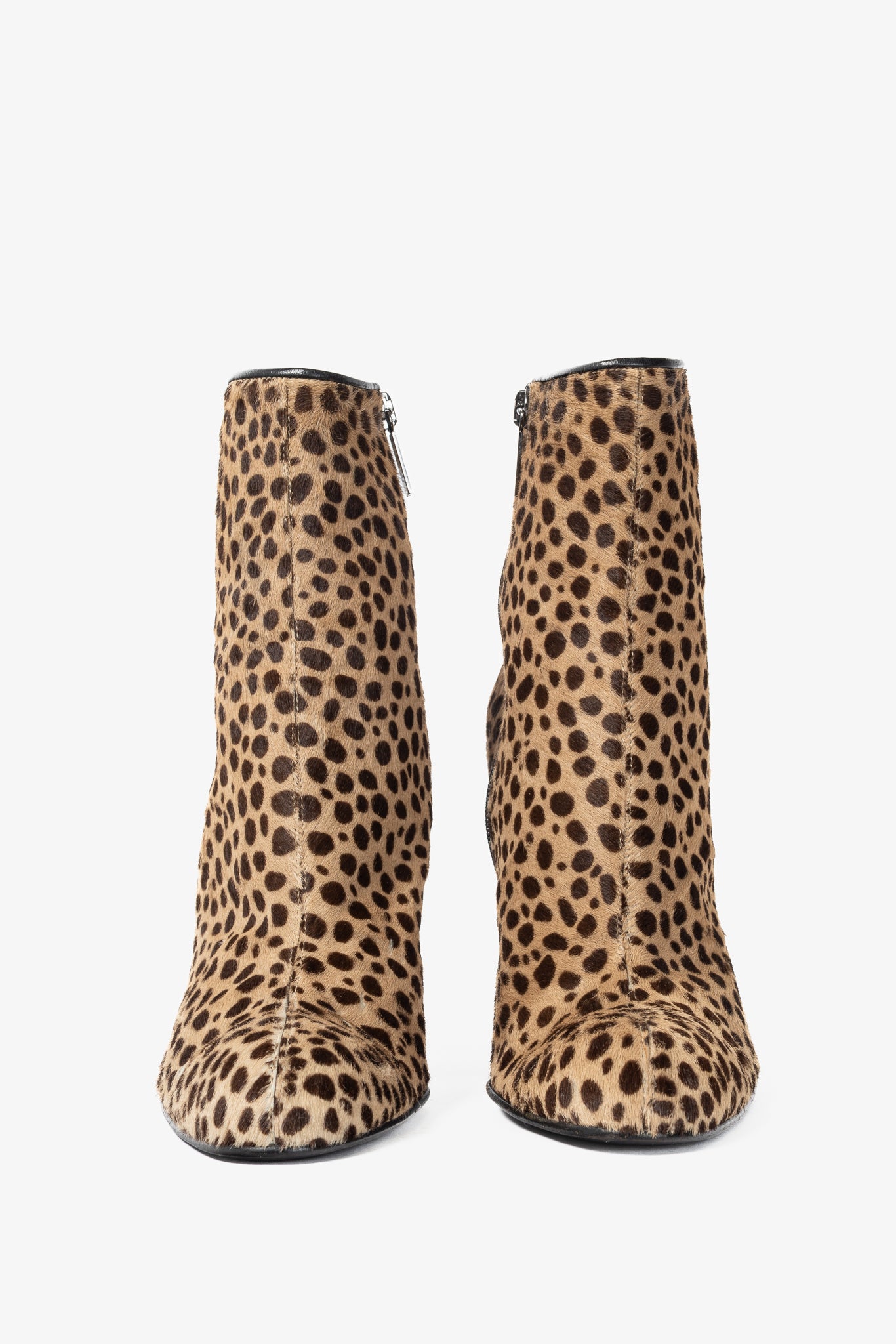 Gianni Versace Camel & Brown Cheetah Calf-Hair Booties
