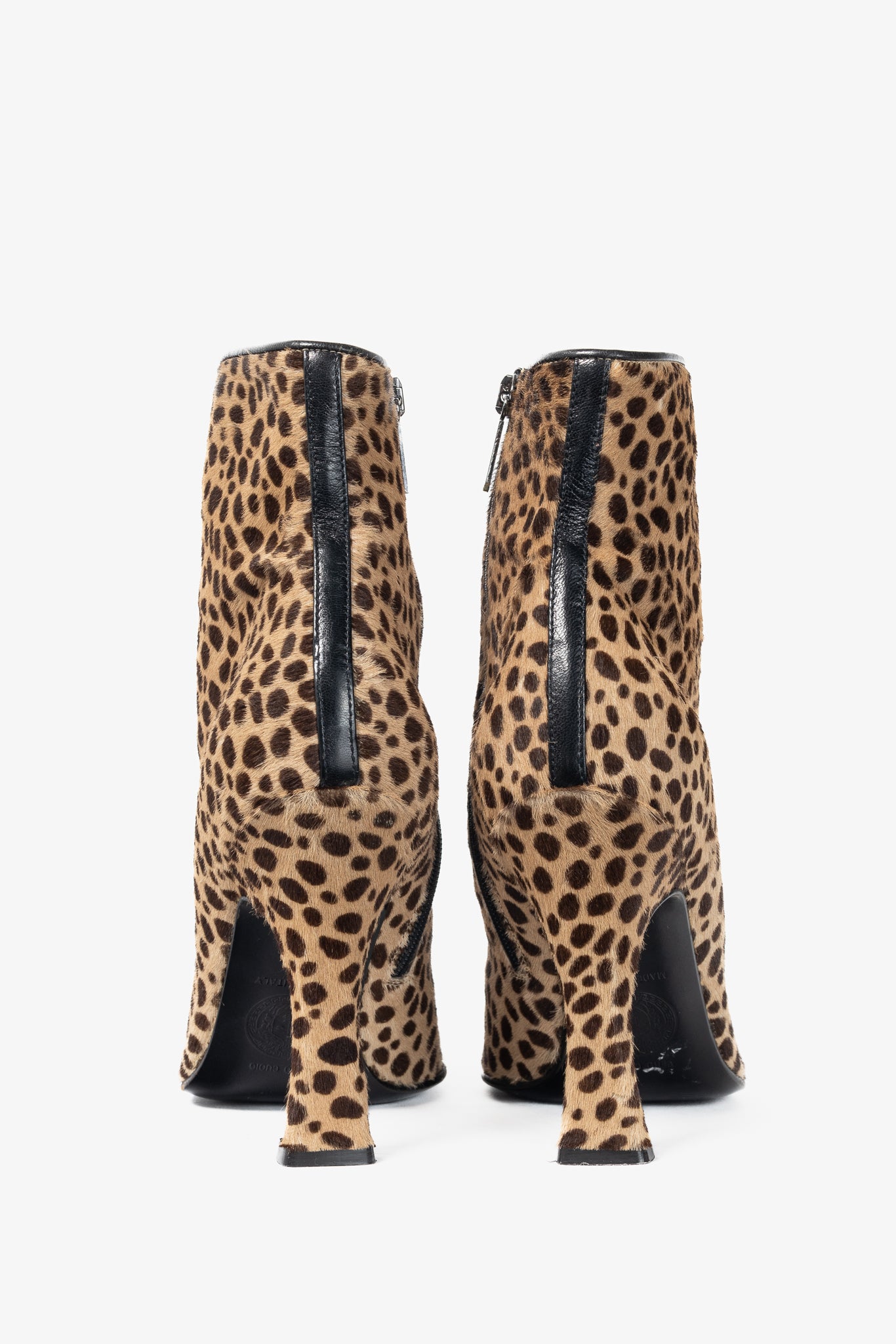 Gianni Versace Camel & Brown Cheetah Calf-Hair Booties