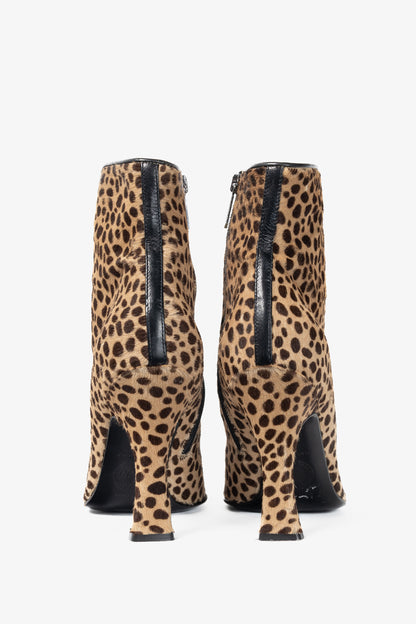Gianni Versace Camel & Brown Cheetah Calf-Hair Booties