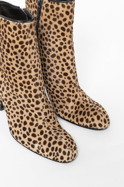 Gianni Versace Camel & Brown Cheetah Calf-Hair Booties
