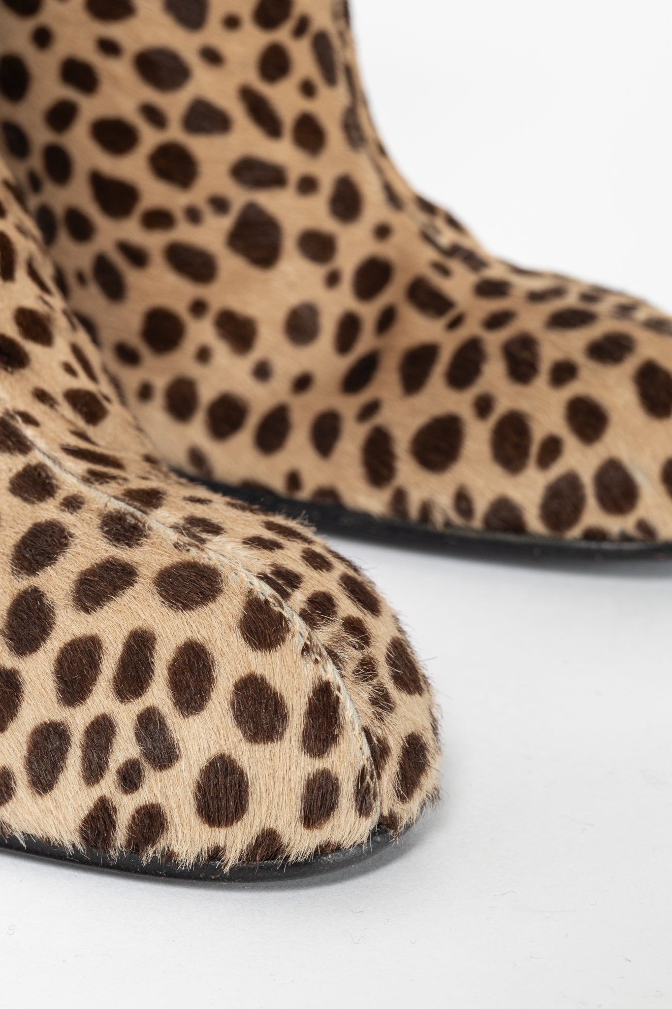 Gianni Versace Camel & Brown Cheetah Calf-Hair Booties