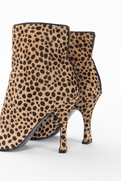 Gianni Versace Camel & Brown Cheetah Calf-Hair Booties