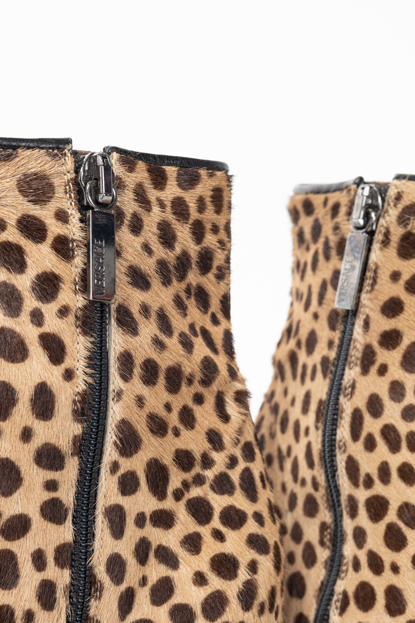 Gianni Versace Camel & Brown Cheetah Calf-Hair Booties