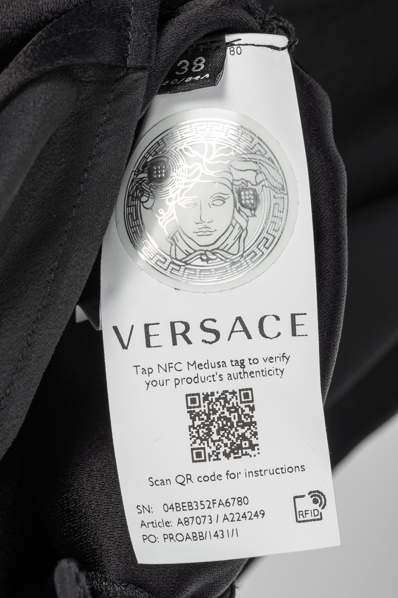Versace PF20 Black Envers Satin Safety-Pin Short Dress