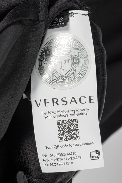 Versace PF20 Black Envers Satin Safety-Pin Short Dress