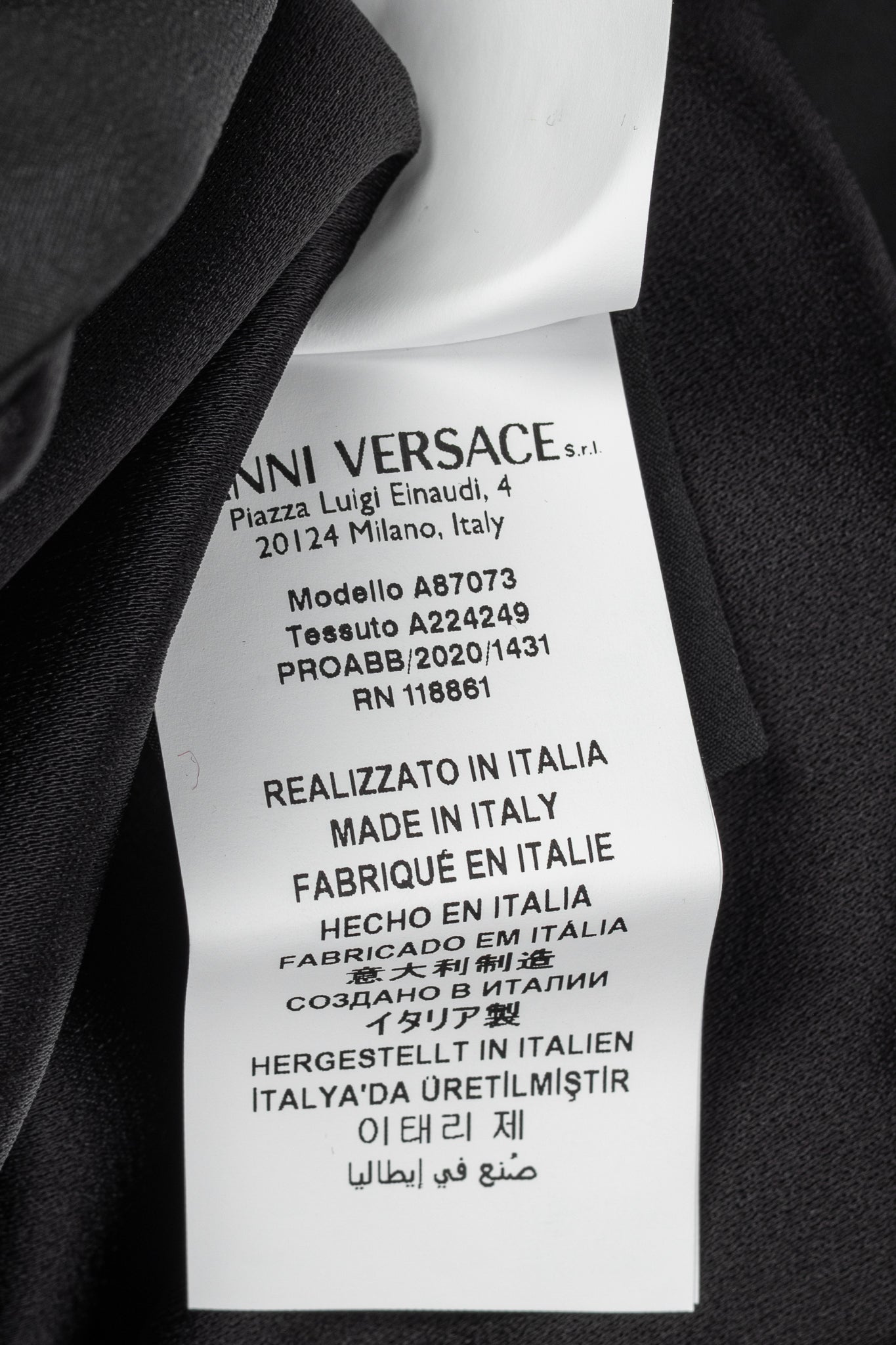 Versace PF20 Black Envers Satin Safety-Pin Short Dress
