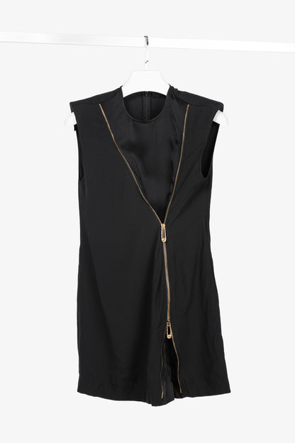 Versace PF20 Black Envers Satin Safety-Pin Short Dress