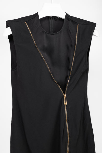 Versace PF20 Black Envers Satin Safety-Pin Short Dress