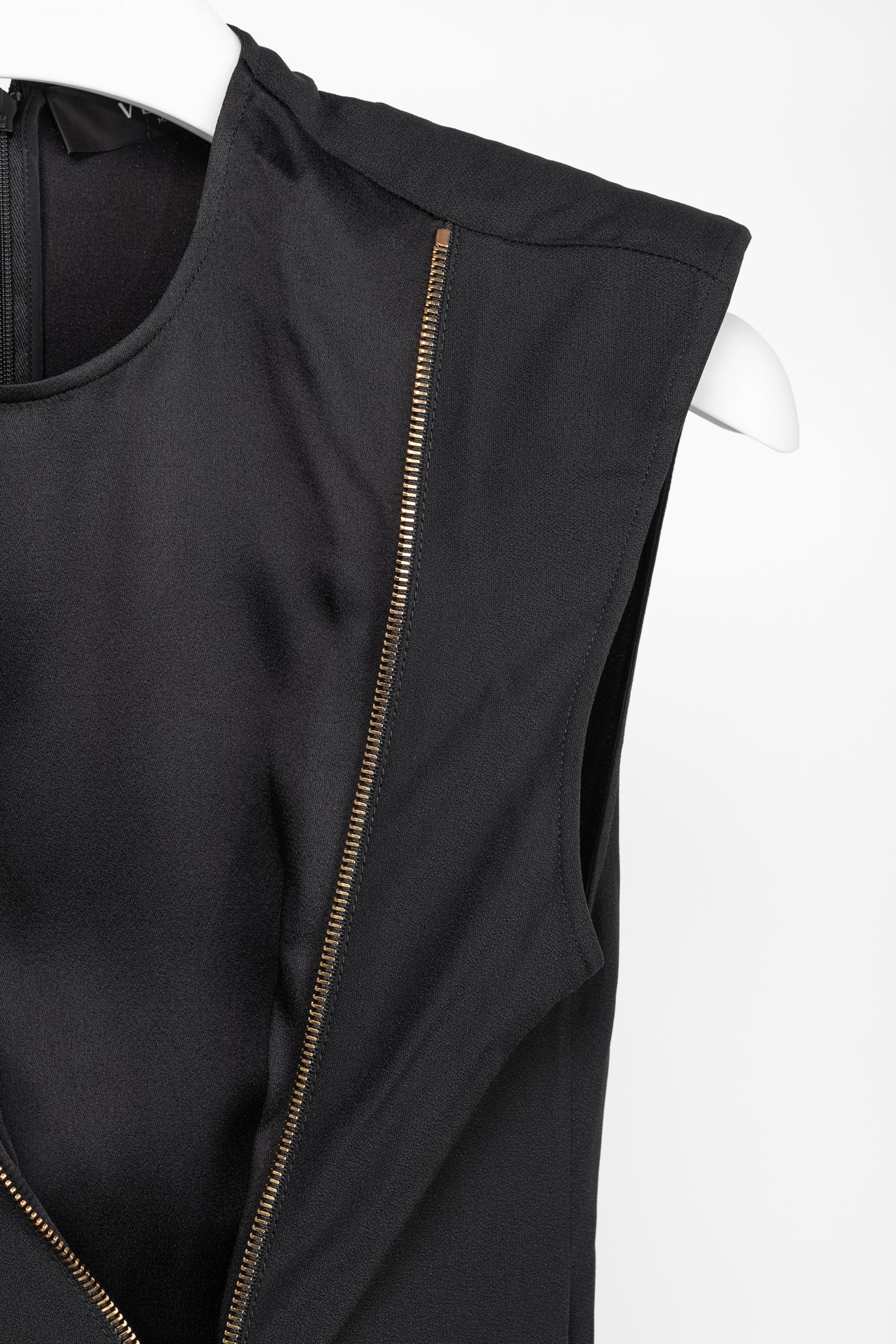 Versace PF20 Black Envers Satin Safety-Pin Short Dress