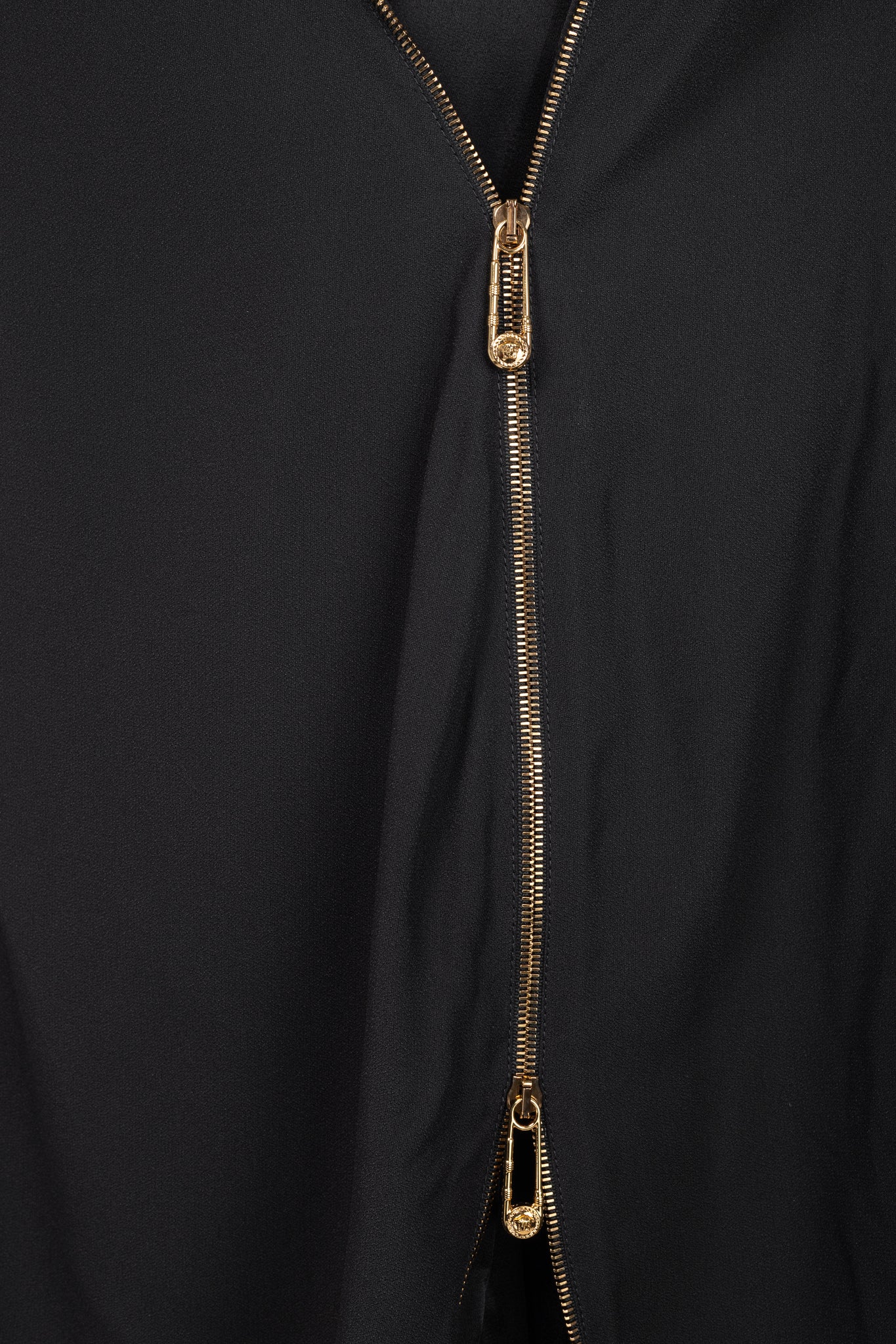 Versace PF20 Black Envers Satin Safety-Pin Short Dress
