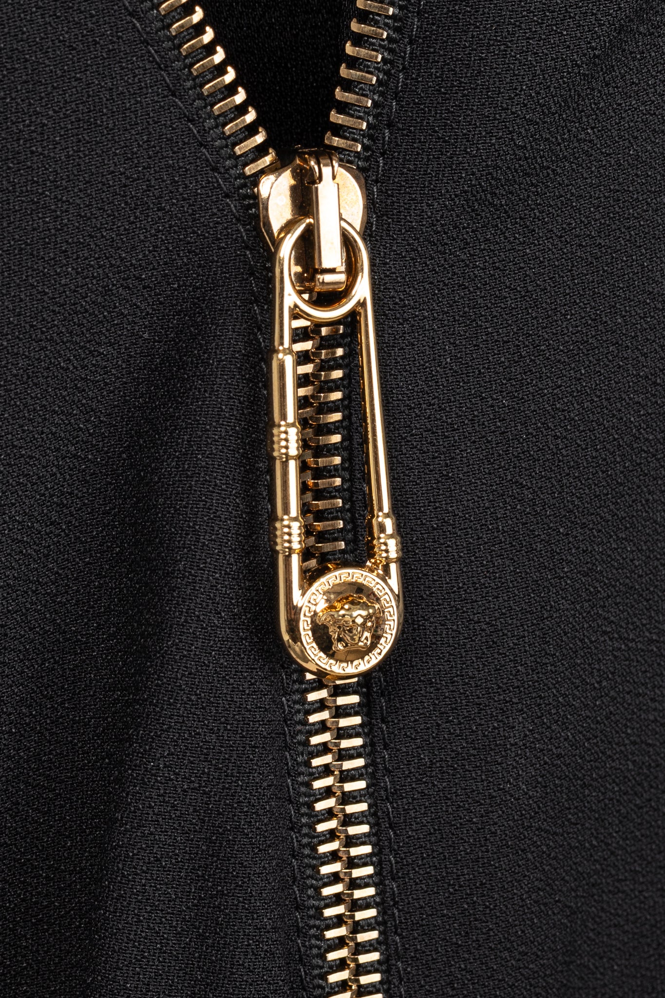 Versace PF20 Black Envers Satin Safety-Pin Short Dress