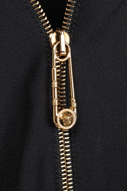 Versace PF20 Black Envers Satin Safety-Pin Short Dress