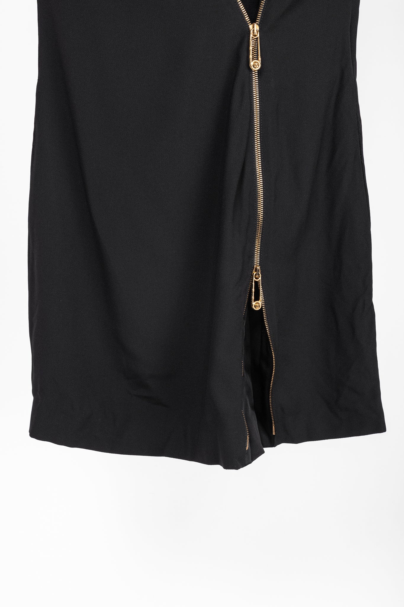 Versace PF20 Black Envers Satin Safety-Pin Short Dress