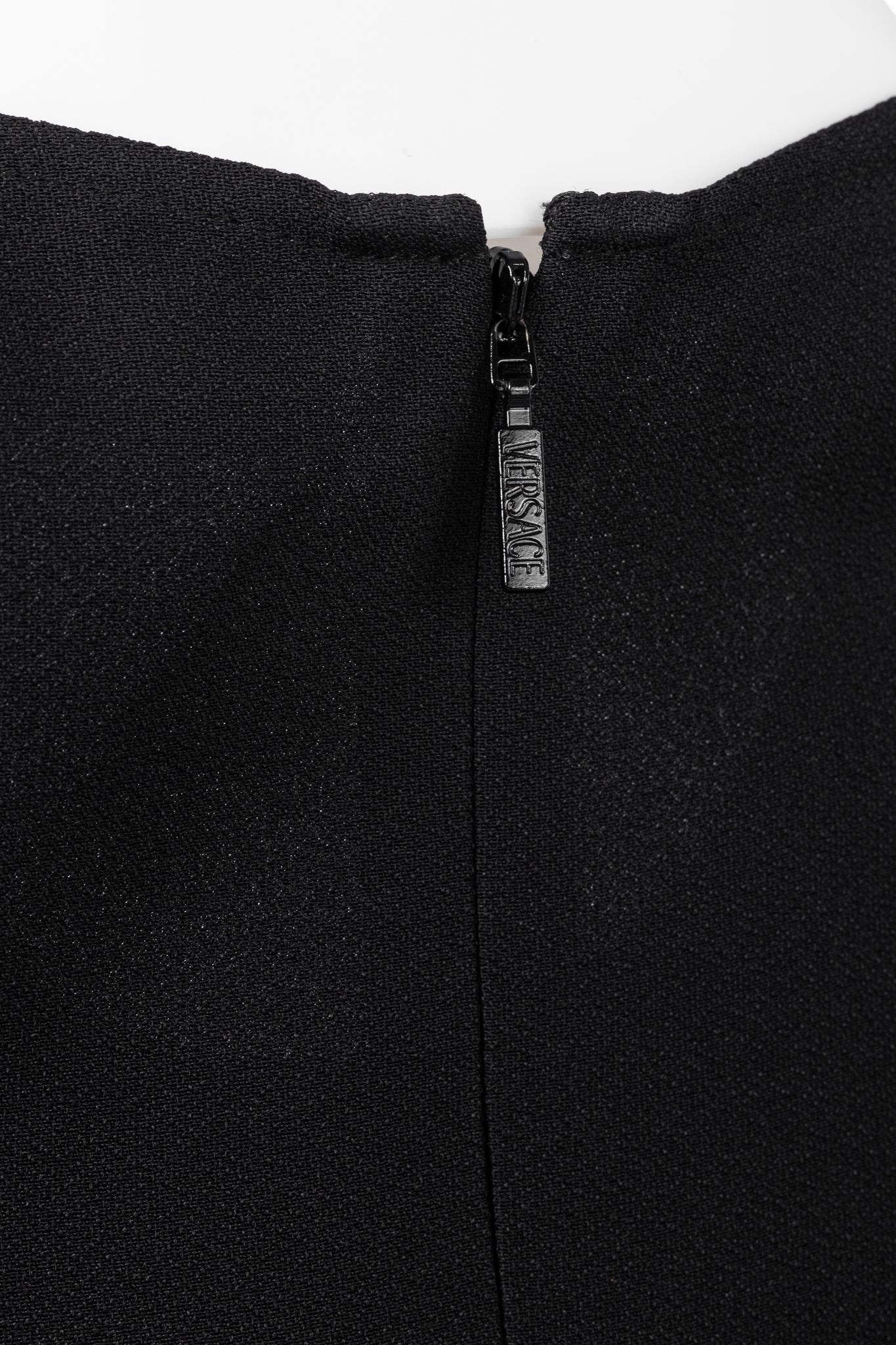 Versace PF20 Black Envers Satin Safety-Pin Short Dress