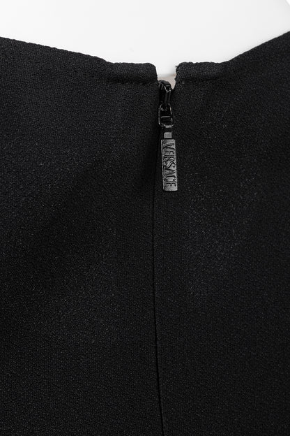 Versace PF20 Black Envers Satin Safety-Pin Short Dress