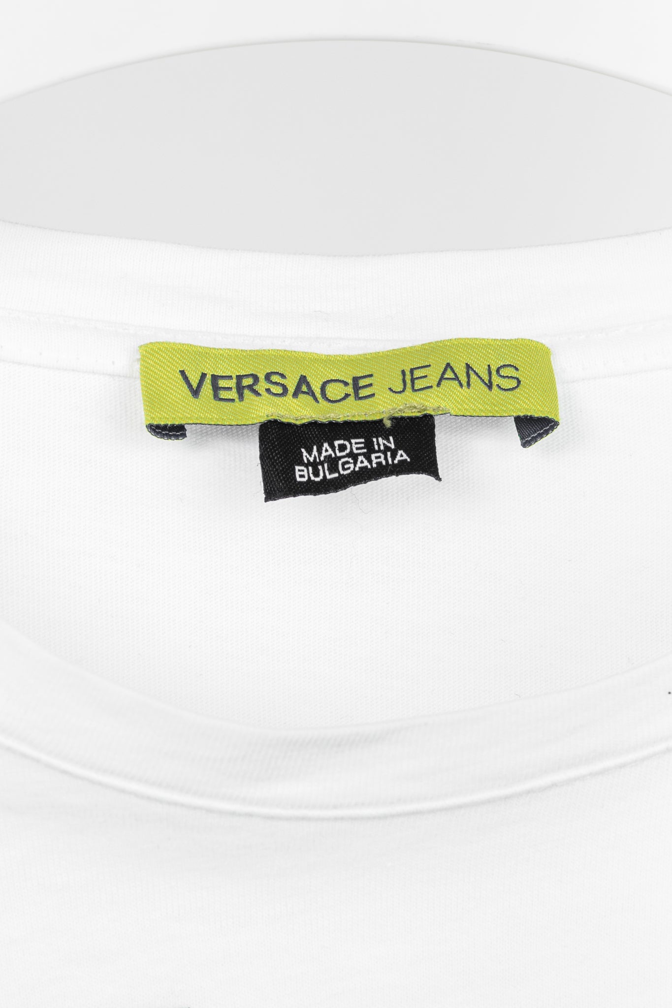 Versace Jeans White Cotton Panther & Geometric-Graphic T-Shirt
