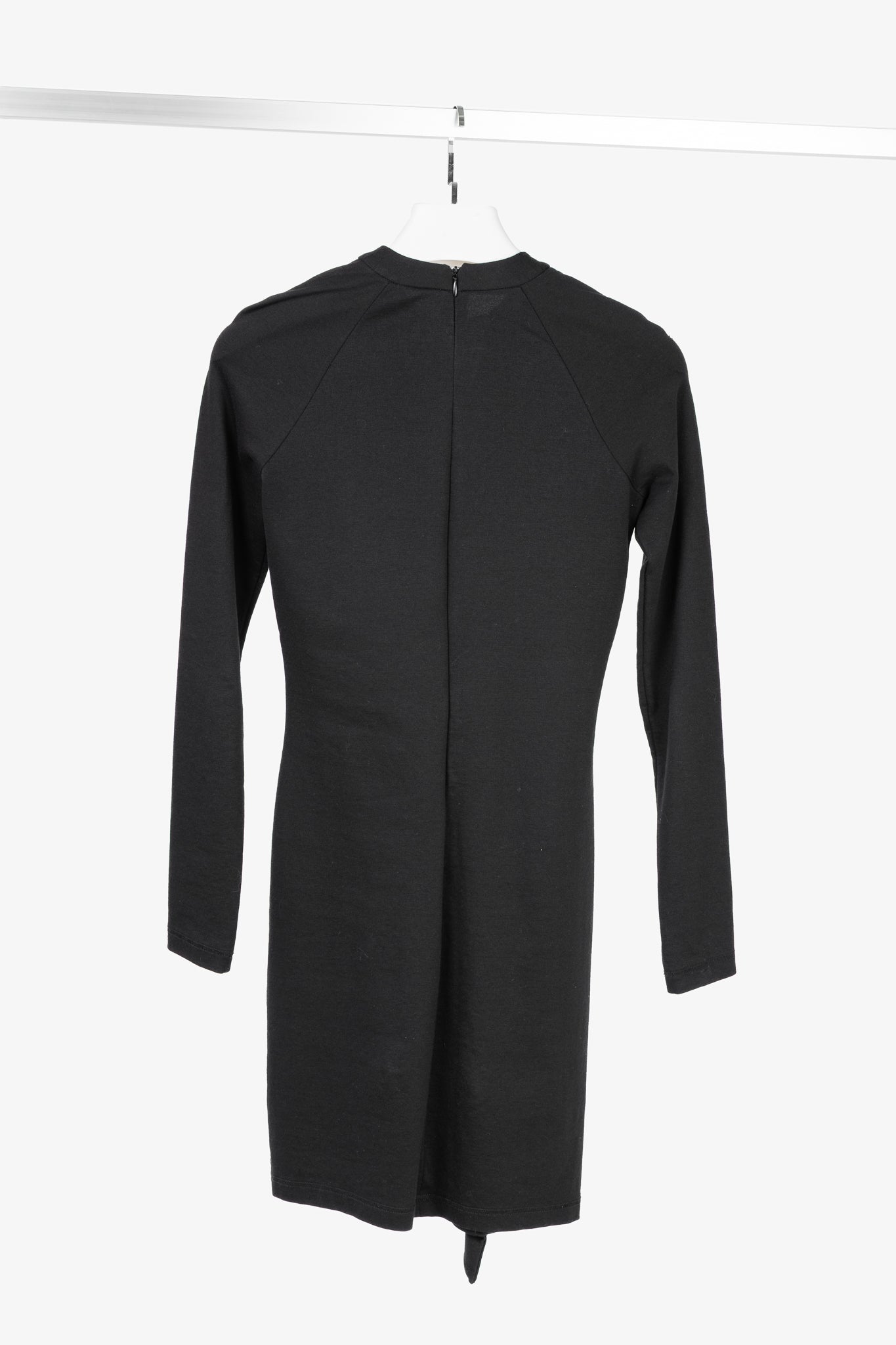 Victoria Victoria Beckham Black Jersey Ruffle-Trim Mini Dress