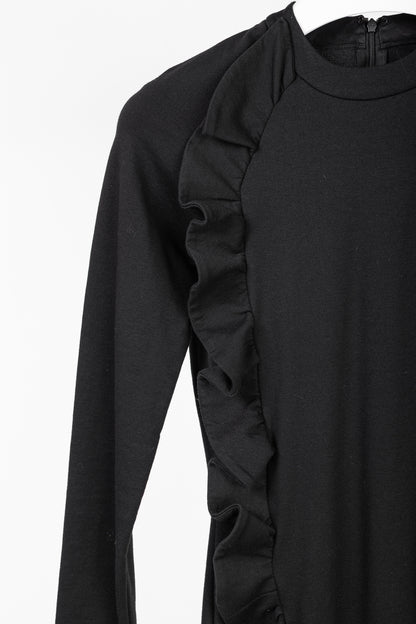 Victoria Victoria Beckham Black Jersey Ruffle-Trim Mini Dress