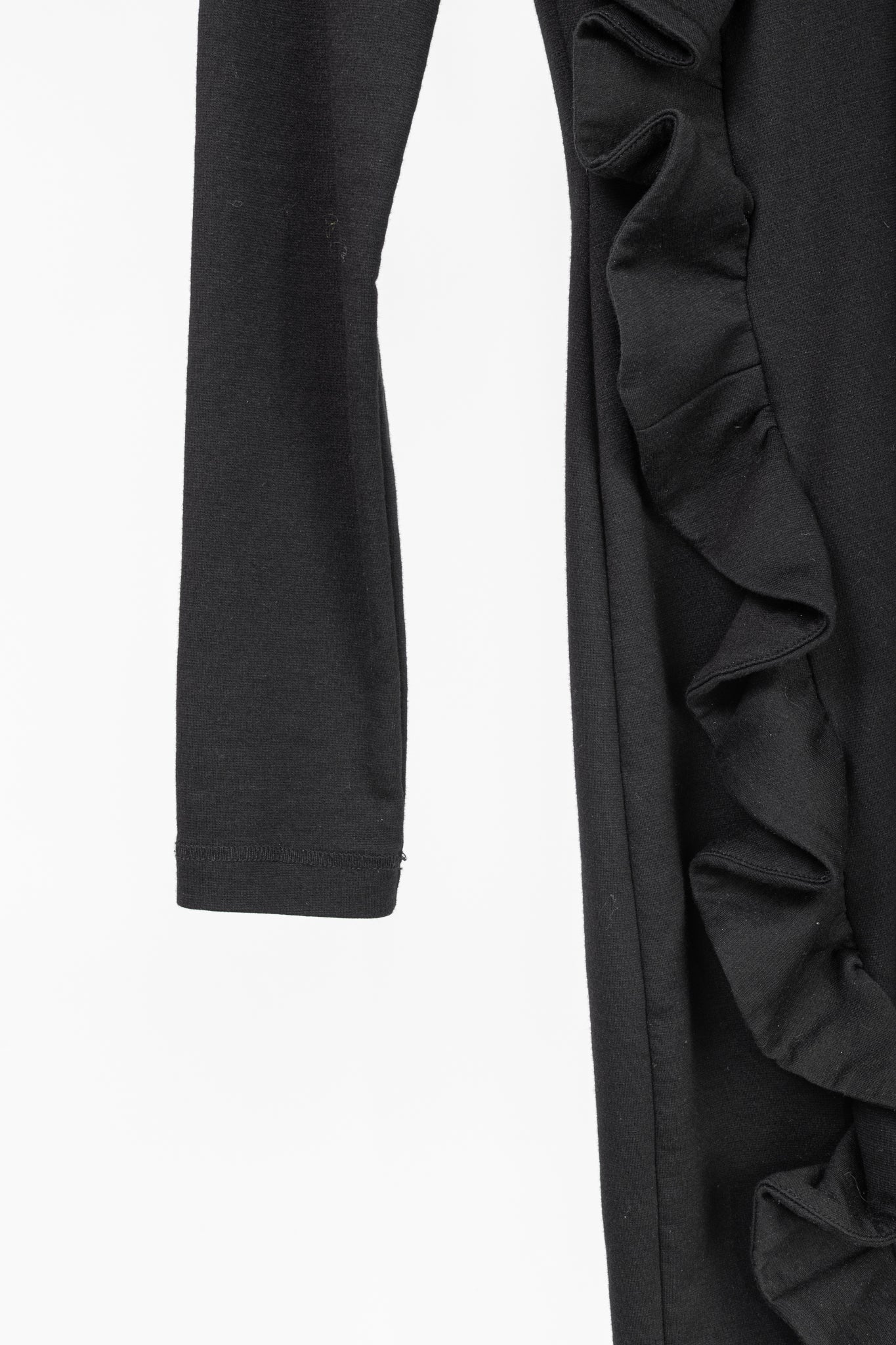 Victoria Victoria Beckham Black Jersey Ruffle-Trim Mini Dress
