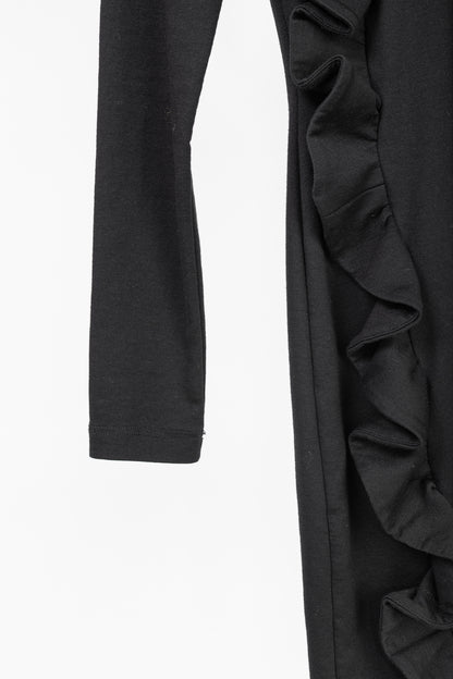Victoria Victoria Beckham Black Jersey Ruffle-Trim Mini Dress