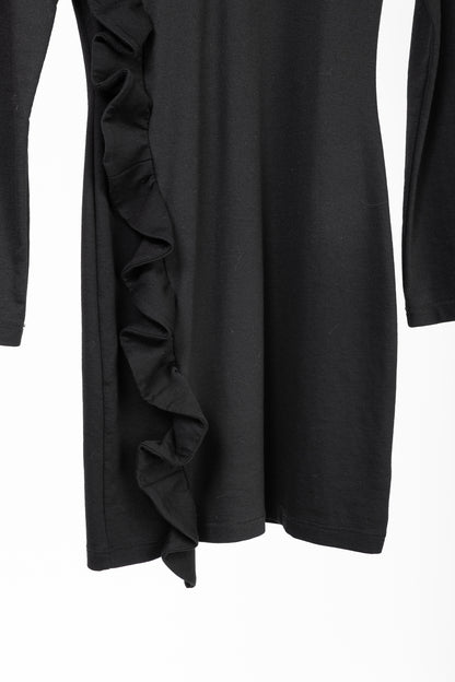 Victoria Victoria Beckham Black Jersey Ruffle-Trim Mini Dress