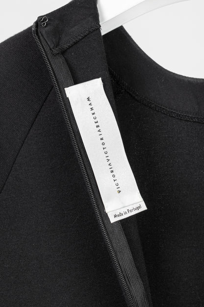 Victoria Victoria Beckham Black Jersey Ruffle-Trim Mini Dress
