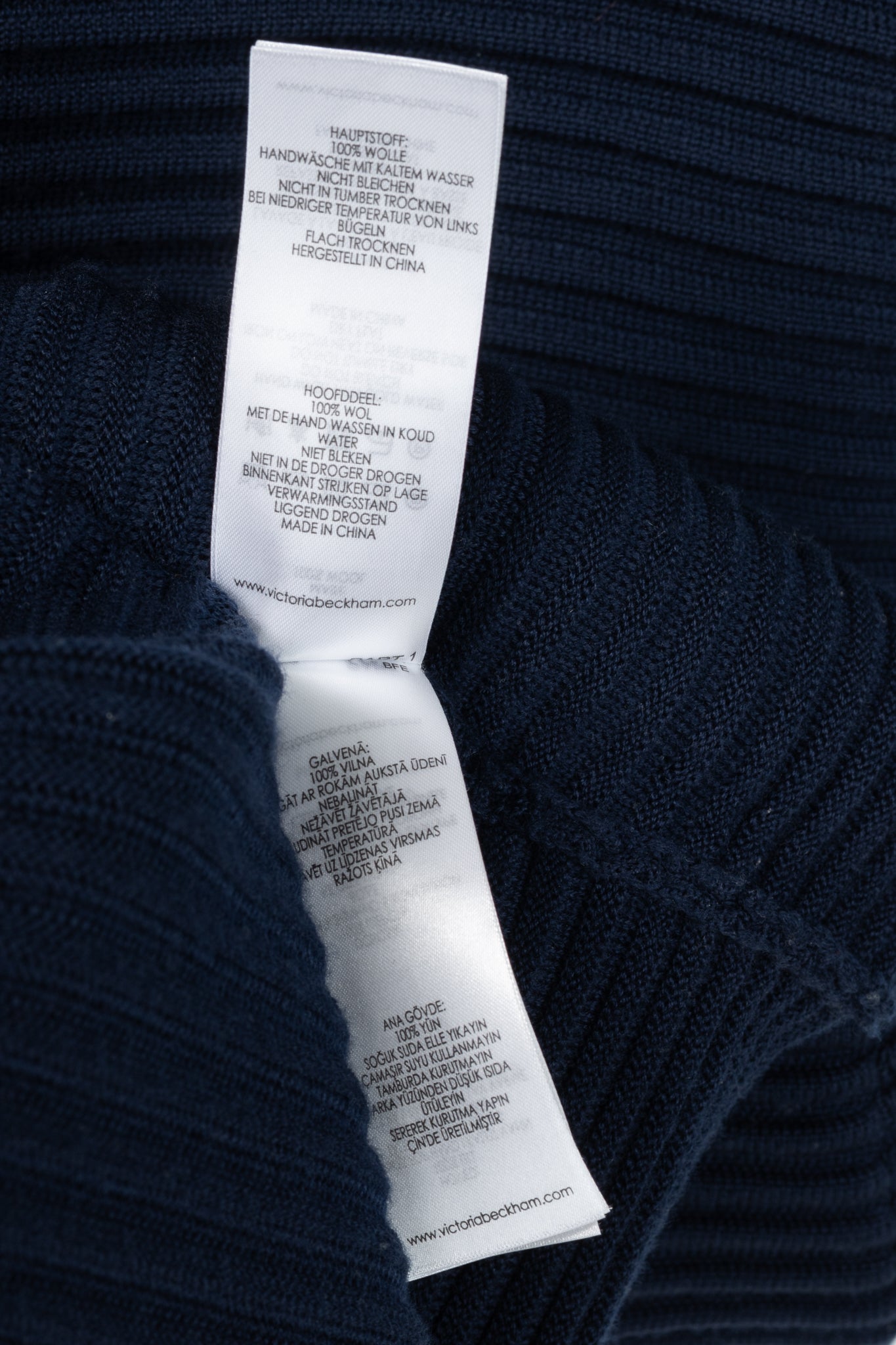 Victoria Victoria Beckham Navy Funnel Neck Ottoman Sweater