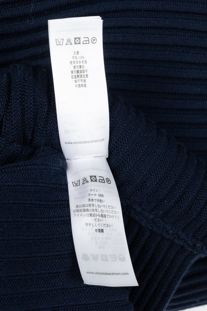 Victoria Victoria Beckham Navy Funnel Neck Ottoman Sweater