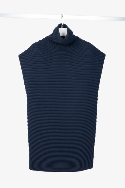 Victoria Victoria Beckham Navy Funnel Neck Ottoman Sweater