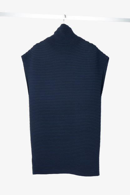 Victoria Victoria Beckham Navy Funnel Neck Ottoman Sweater