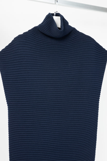 Victoria Victoria Beckham Navy Funnel Neck Ottoman Sweater