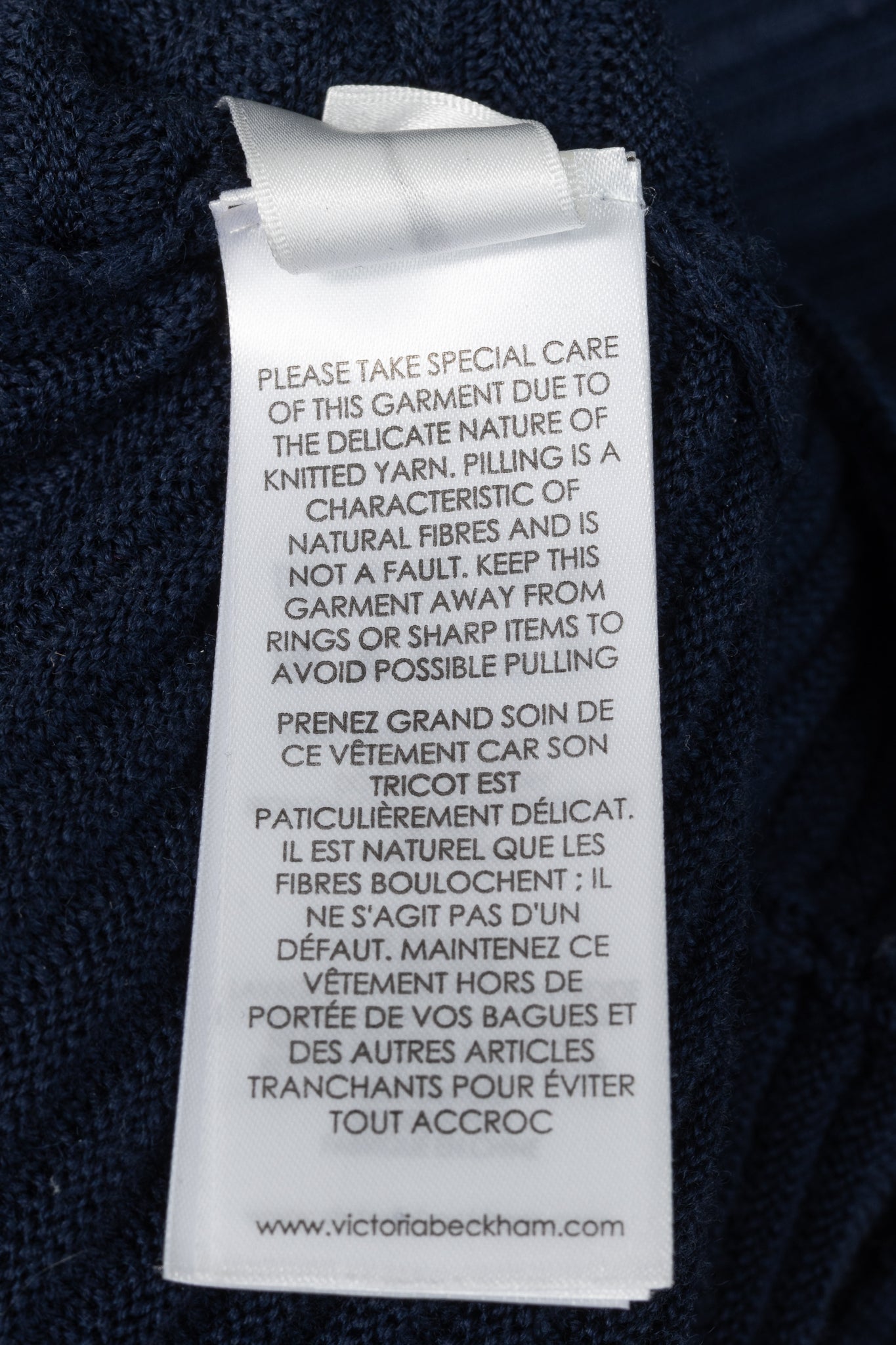 Victoria Victoria Beckham Navy Funnel Neck Ottoman Sweater