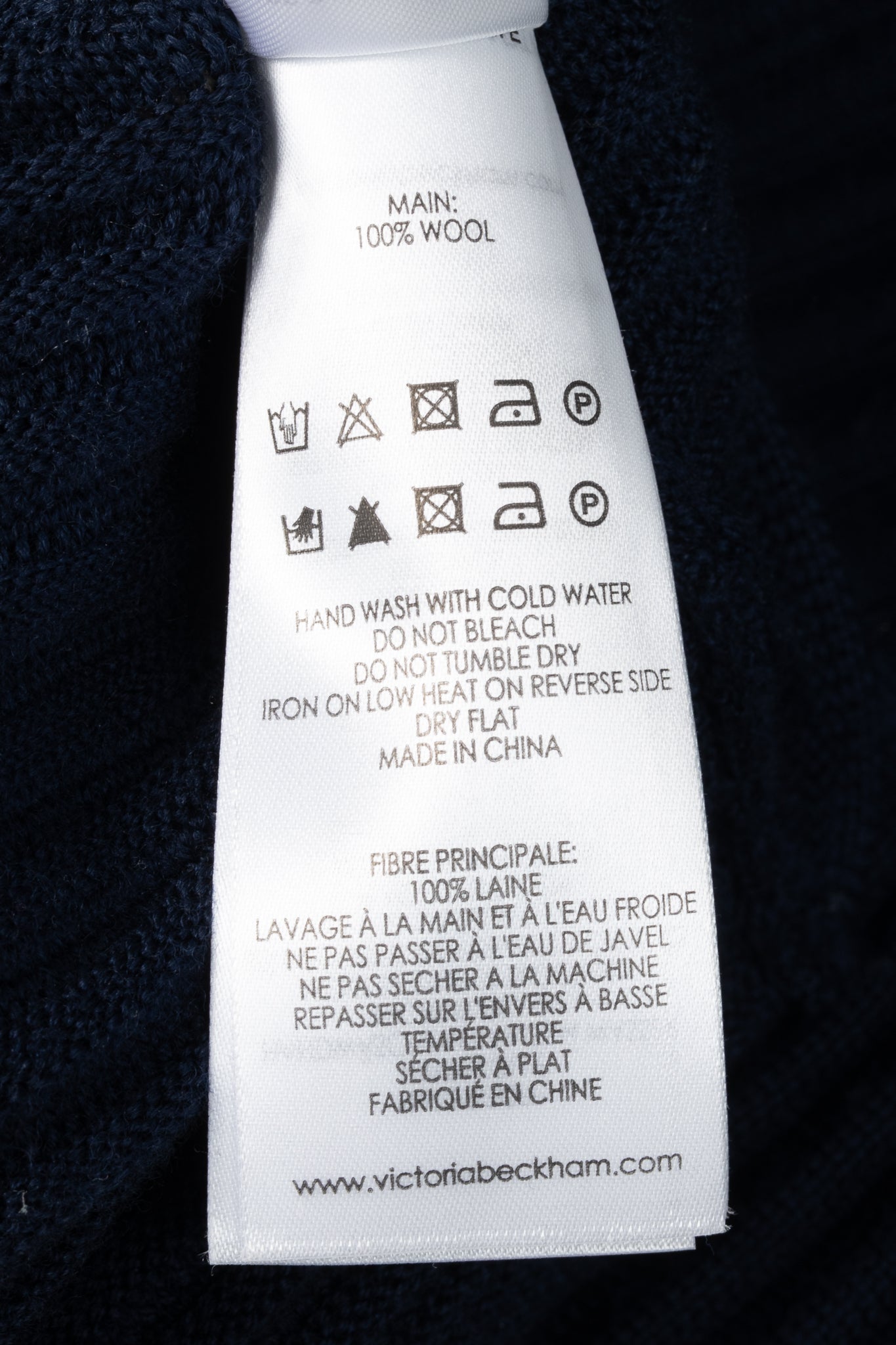 Victoria Victoria Beckham Navy Funnel Neck Ottoman Sweater