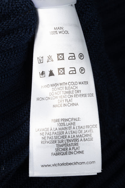 Victoria Victoria Beckham Navy Funnel Neck Ottoman Sweater