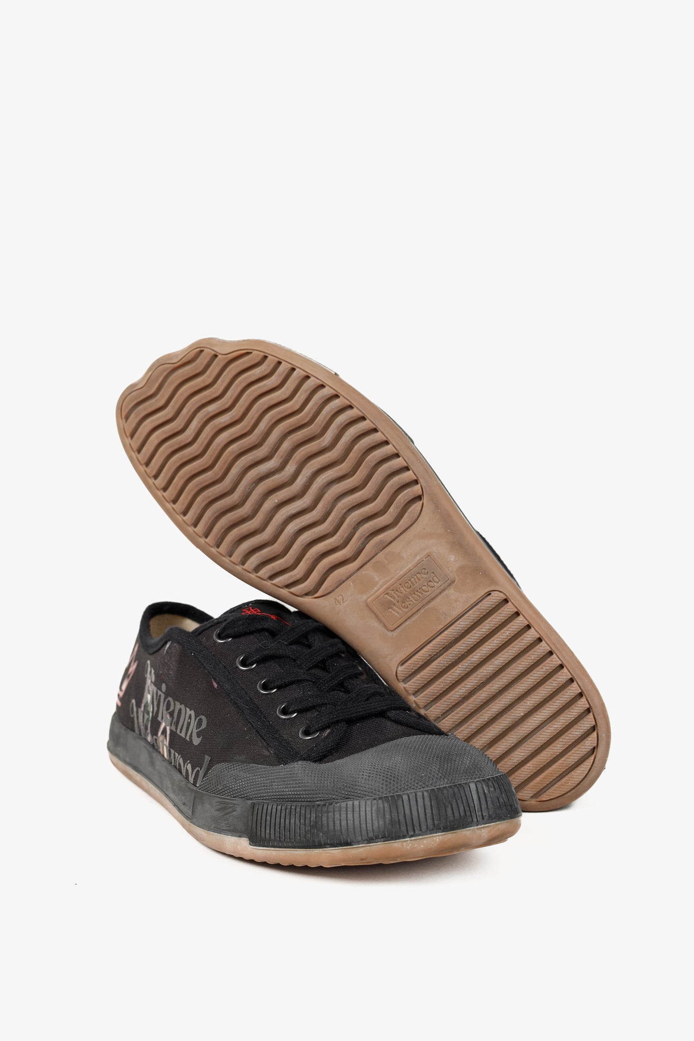 Vivienne Westwood Black Canvas Jupiter Animal Toe Trainers