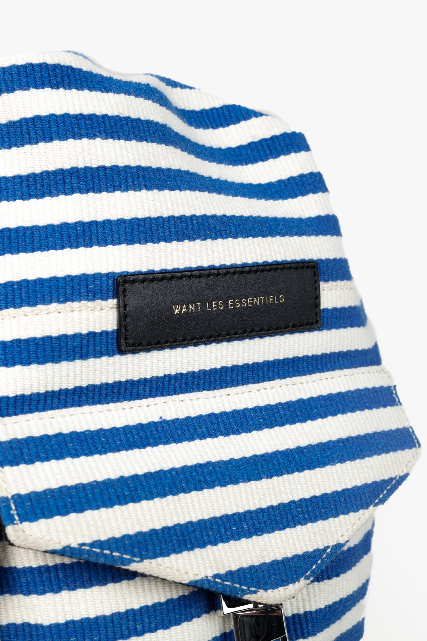 Want Les Essentiels Blue and White Striped Backpack