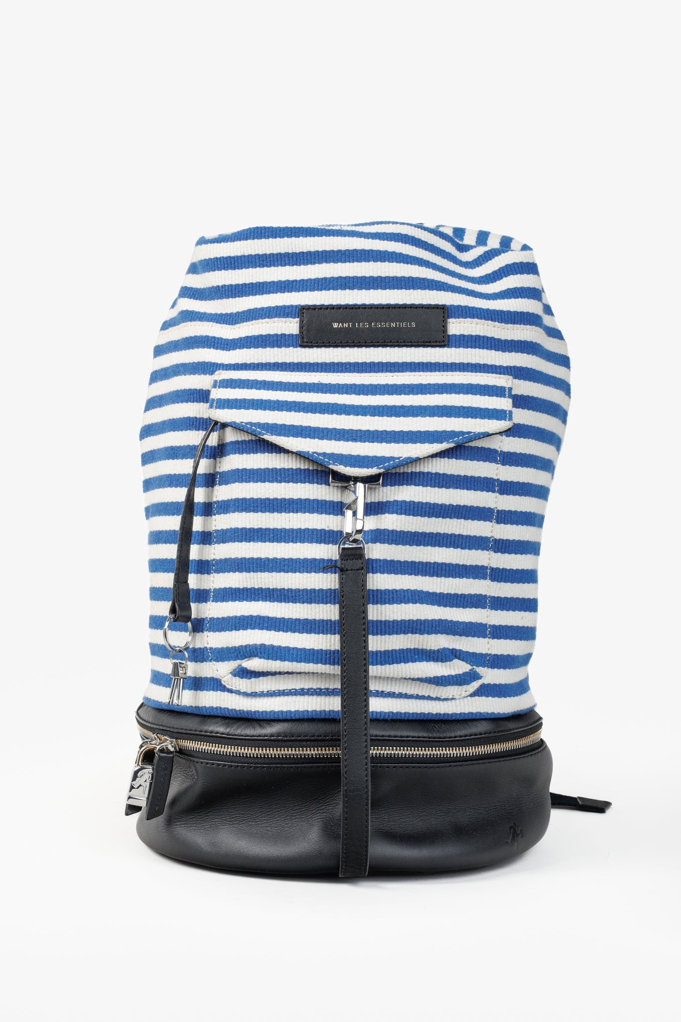 Want Les Essentiels Blue and White Striped Backpack