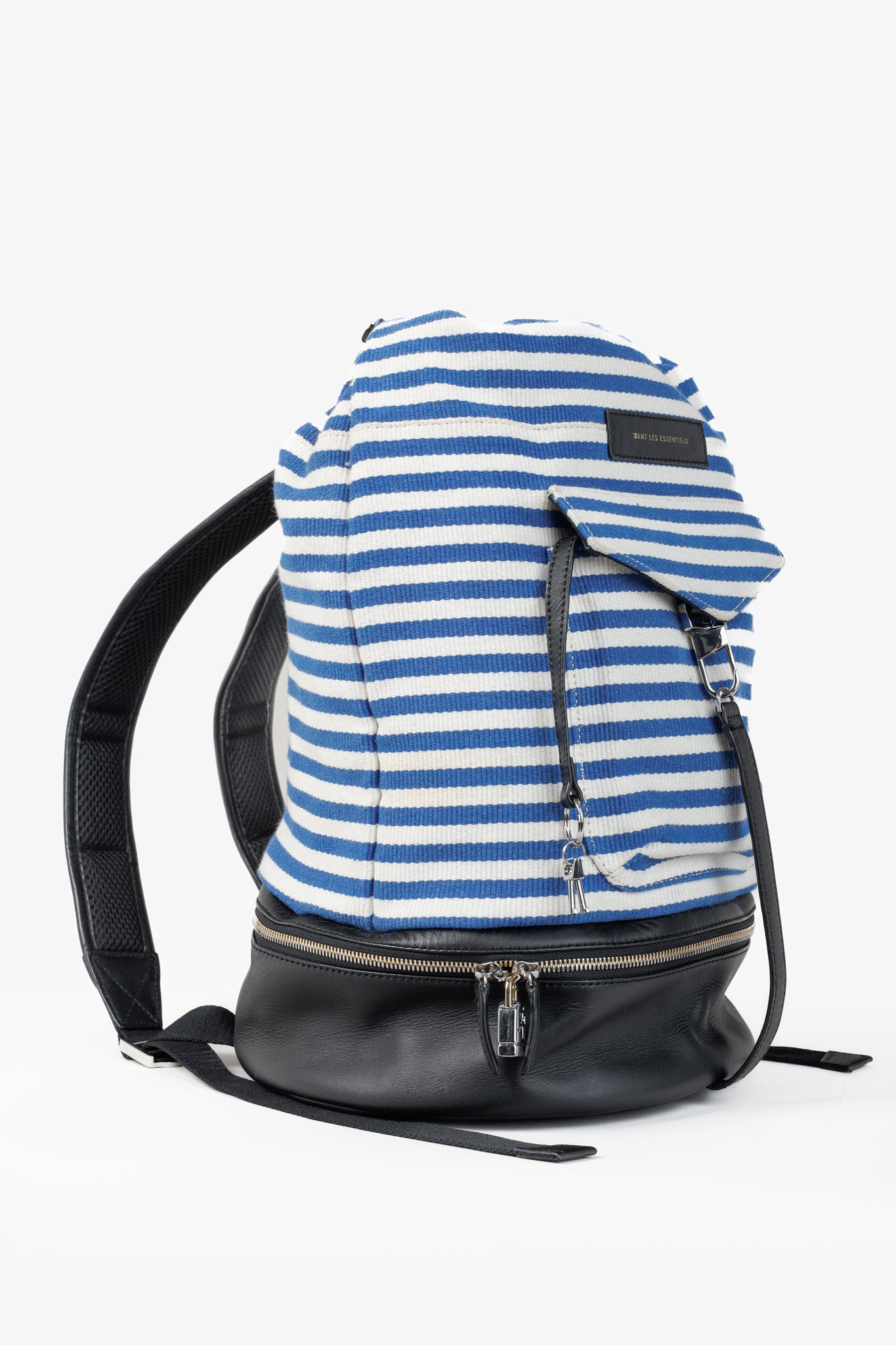 Want Les Essentiels Blue and White Striped Backpack